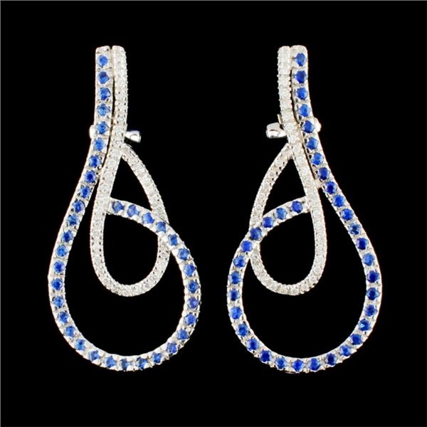 14K Gold 2.88ct Sapphire & 0.92ctw Diamond Earring