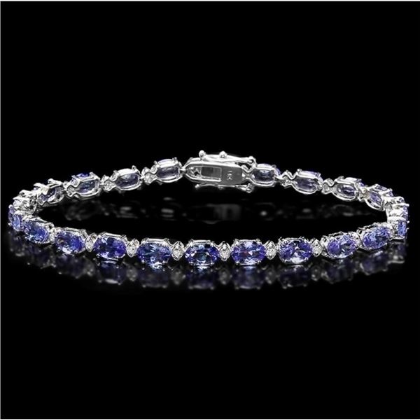 14k Gold 10.00ct Tanzanite & 0.50ct Diam Bracelet