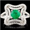 14K Gold 0.90ct Emerald & 0.60ctw Diamond Ring