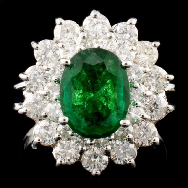 14K Gold 1.60ct Emerald & 1.45ctw Diamond Ring