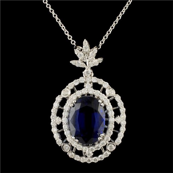 18K Gold 4.92ct Kyanite & 0.87ctw Diamond Pendant