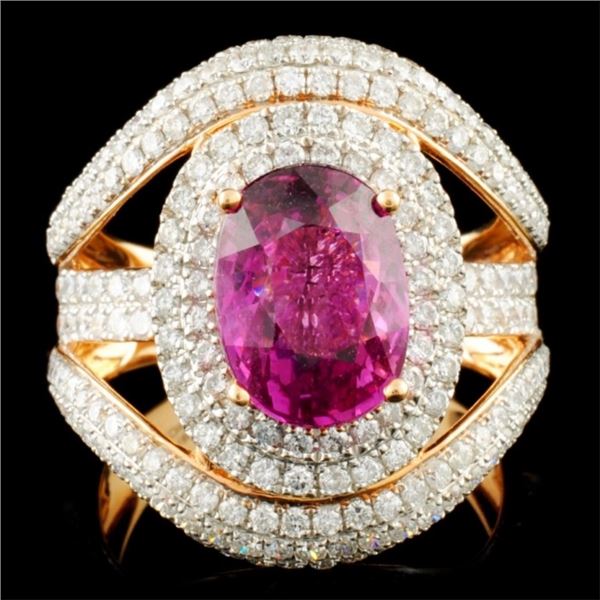 18K Gold 3.91ct Sapphire & 2.06ctw Diamond Ring
