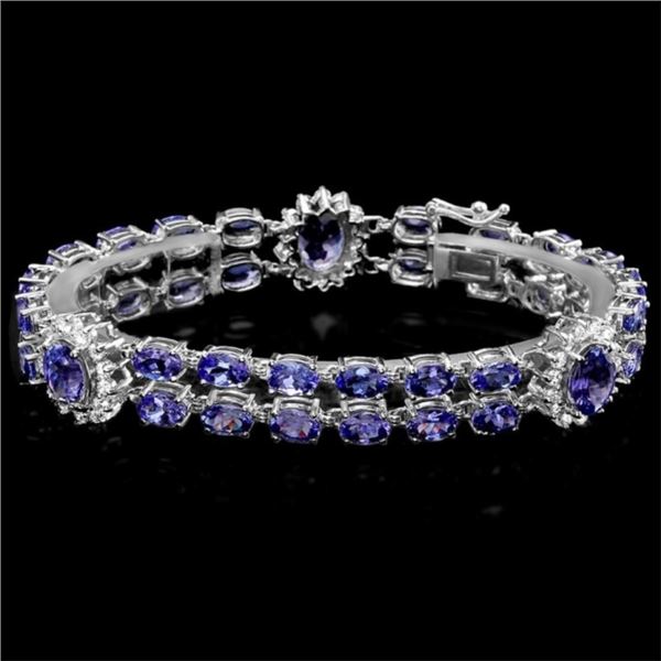 14k Gold 21.00ct Tanzanite & 1.55ct Diam Bracelet