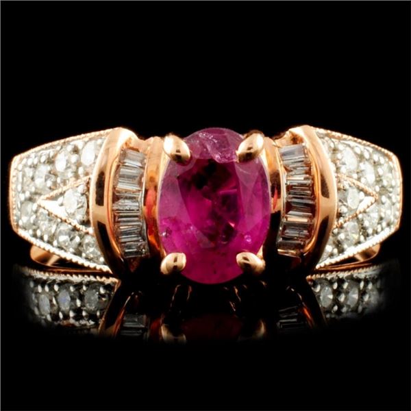 14K Gold 0.98ct Ruby & 0.34ctw Diamond Ring