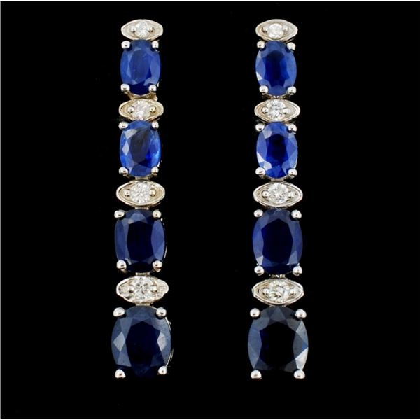 14K Gold 5.00ct Sapphire & 0.35ctw Diamond Earring