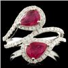 Image 1 : 14K Gold 1.60ct Ruby & 0.60ctw Diamond Ring