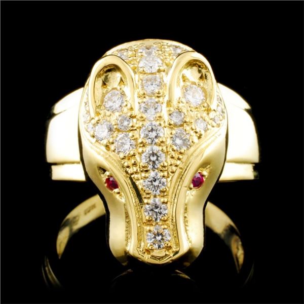 18K Gold 0.05ct Ruby & 1.00ctw Diamond Ring