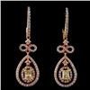 Image 1 : 18K Rose Gold 1.48ctw Fancy Color Diamond Earrings