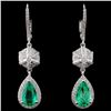 Image 1 : 18K White Gold 1.51ct Emerald & 0.73ct Diamond Ear