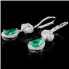 Image 2 : 18K White Gold 1.51ct Emerald & 0.73ct Diamond Ear