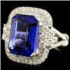 Image 2 : 18K Gold 8.13ct Tanzanite & 1.58ctw Diamond Ring