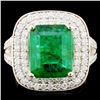 18K Gold 3.80ct Emerald & 1.09ctw Diamond Ring