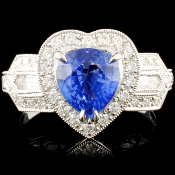 18K Gold 2.01ct Sapphire & 0.80ctw Diamond Ring