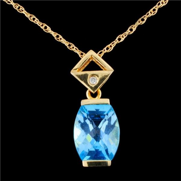 14K Gold 2.41ct Topaz & 0.02ct Diamond Pendant