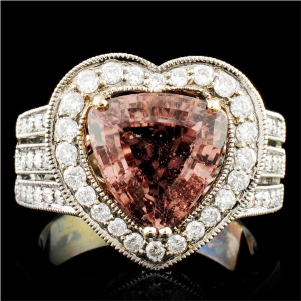 18K Gold 3.49ct Tourmaline & 0.88ctw Diamond Ring