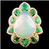 Image 1 : 18K Gold 7.29ct Opal & 0.58ctw Diamond Ring
