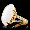 Image 4 : 14K Gold 15.00ct Jade & 0.25ctw Diamond Ring
