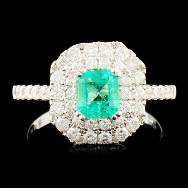 18K Gold 0.62ct Emerald & 0.79ctw Diamond Ring