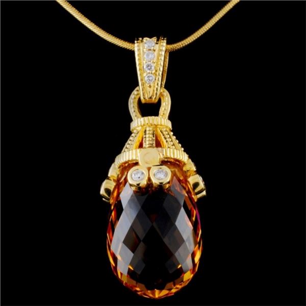 18K Yellow Gold 16.79ct Citrine & 0.24ct Diamond P