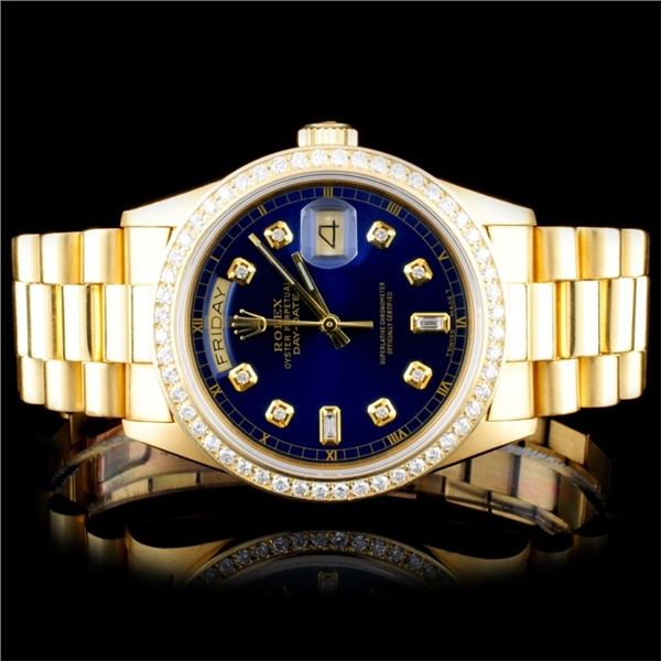 Rolex 18K YG Day-Date Diamond Men's Watch