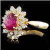 Image 2 : 14K Gold 1.25ct Sapphire & 0.68ctw Diamond Ring