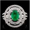 Image 1 : 14K White Gold 1.15ct Emerald & 1.14ct Diamond Rin