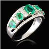 Image 1 : 14K White Gold 1.08ct Emerald & 0.25ctw Diamond Ri