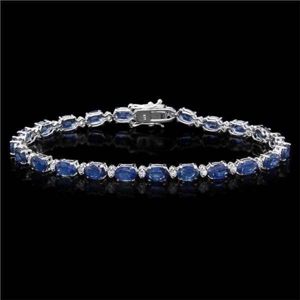 14k Gold 12.00ct Sapphire & 0.50ct Diamond Bracel