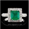 14K White Gold 1.35ct Emerald & 1.64ct Diamond Rin