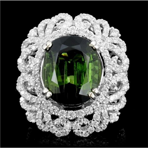 18K Gold 10.19ct Tourmaline & 2.12ct Diamond Ring