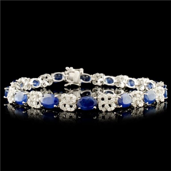 14K Gold 14.05ct Sapphire & 1.74ctw Diamond Bracel