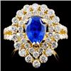 Image 1 : 18K Y Gold 2.18ct Sapphire & 1.91ct Diamond Ring
