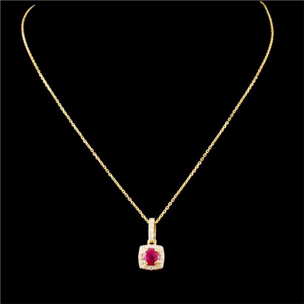 14K Gold 0.46ct Ruby & 0.18ctw Diamond Pendant