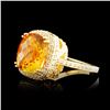 Image 2 : 14K Gold 8.40ct Citrine & 1.46ctw Diamond Ring