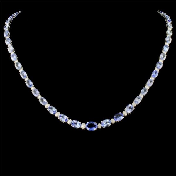 14K Gold 30.00ct Tanzanite & 1.75ctw Diamond Neckl