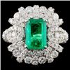18K White Gold 1.77ct Emerald & 1.55ct Diamond Rin