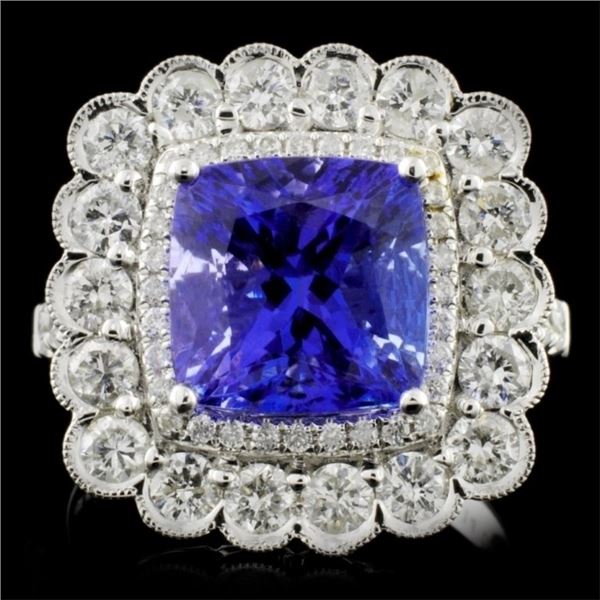 18K White Gold 4.14ct Tanzanite & 1.41ct Diamond R