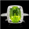 Image 1 : 14K Gold 4.00ct Peridot & 0.75ctw Diamond Ring