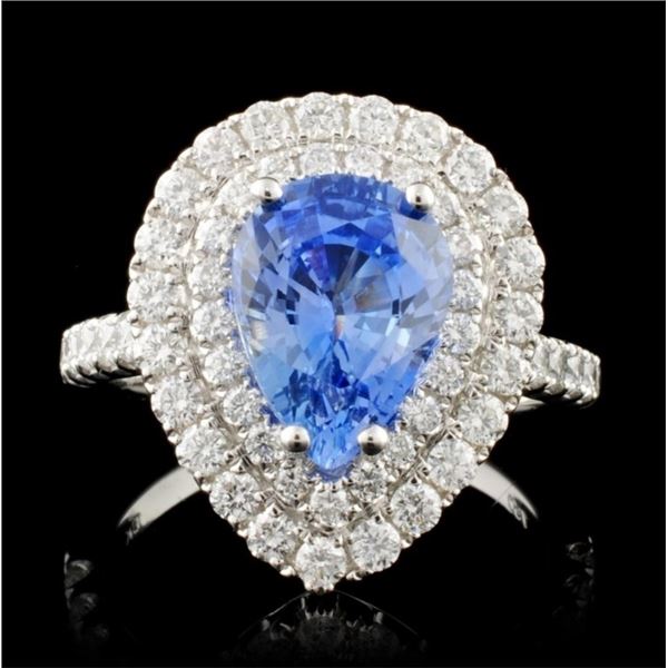 18K Gold 2.81ct Sapphire & 1.09ctw Diamond Ring