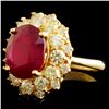 Image 2 : 14K Gold 5.61ct Ruby & 1.45ctw Diamond Ring