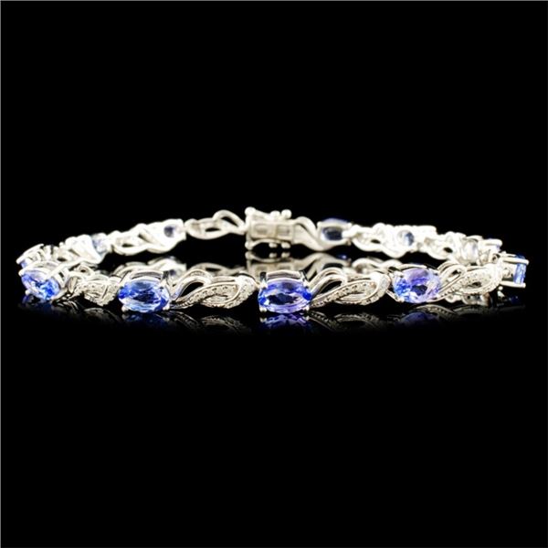 14K Gold 4.52ct Tanzanite & 0.32ctw Diamond Bracel