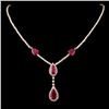 Image 1 : 14K Gold 6.93ct Ruby & 3.54ctw Diamond Necklace