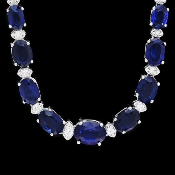 `14k Gold 30.00ct Sapphire & 1.00ct Diamond Neckla