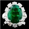 Image 1 : 14K Gold 4.06ct Emerald & 1.45ctw Diamond Ring