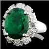 Image 2 : 14K Gold 4.06ct Emerald & 1.45ctw Diamond Ring