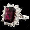 Image 2 : 14K Gold 4.5ct Tourmaline & 1.85ctw Diamond Ring