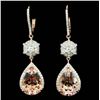 Image 1 : 14K Gold 7.51ct Morganite & 0.94ct Diamond Earring