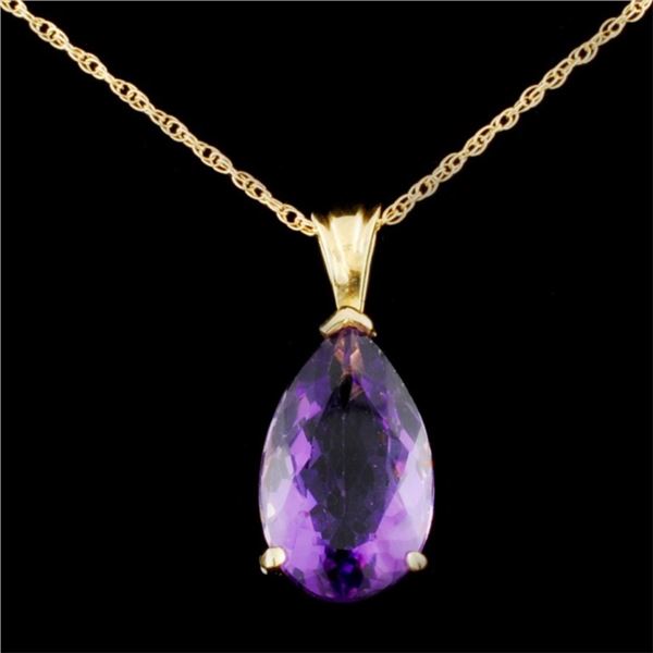 14K Gold 5.00ct Amethyst Pendant