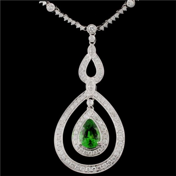 14K White Gold 1.76ct Tsavorite & 1.39ct Diamond N