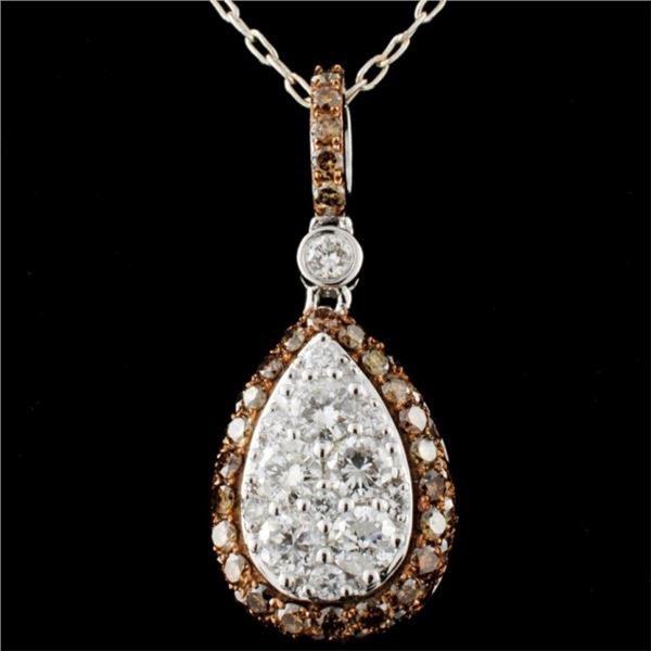 14K White Gold 1.26ctw Fancy Color Diamond Pendant